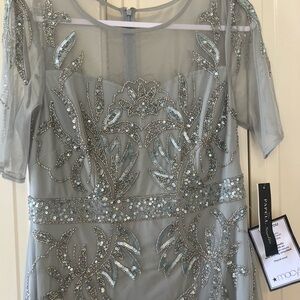 Adrianna Papell Frosted Sage Embellished Dress